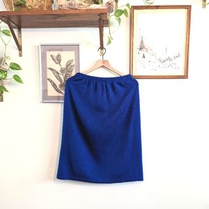 80s lapis blue knit midi skirt